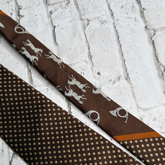 Brown Patterned Men's Tie - Picture 6 of 6